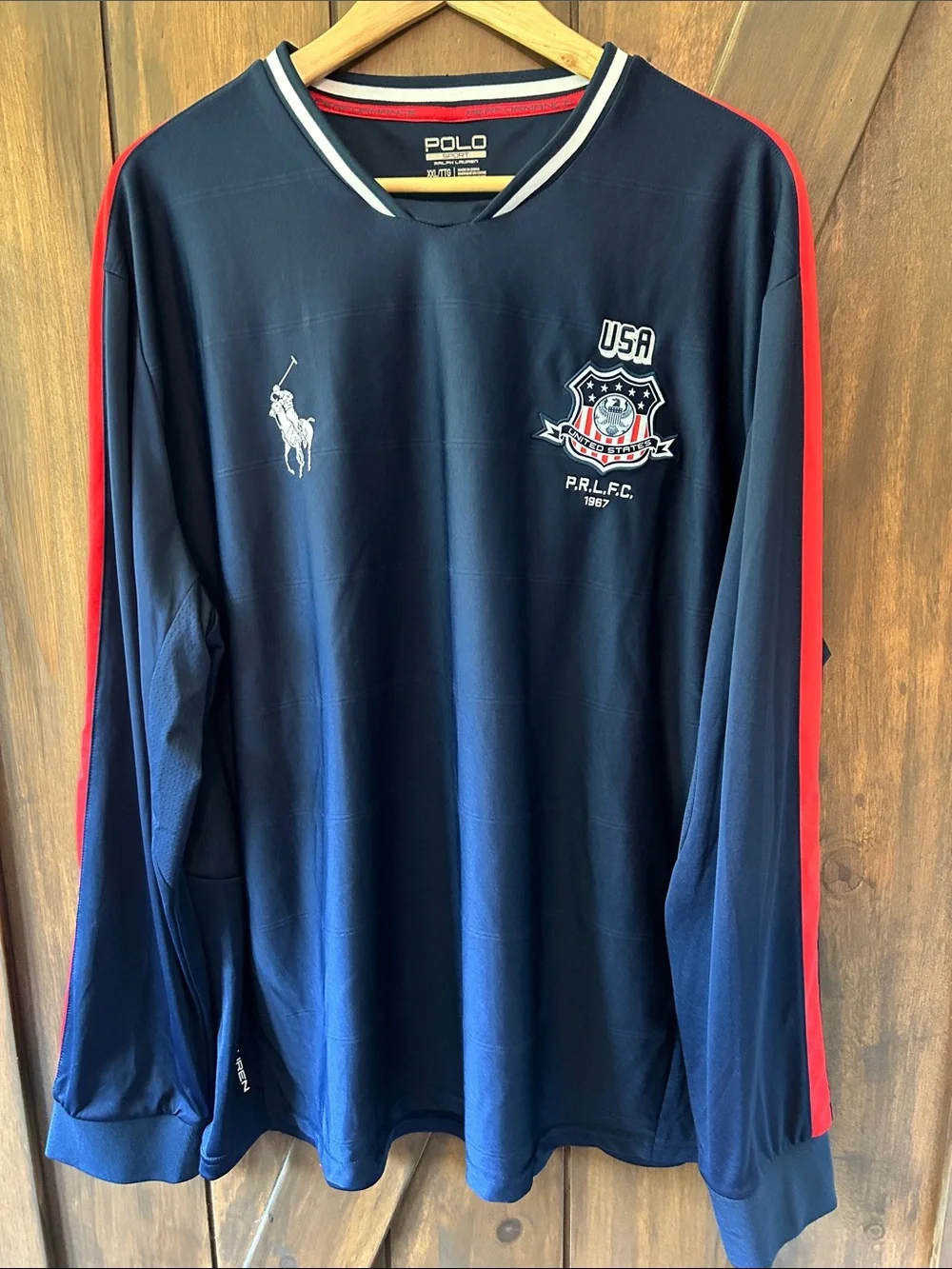 Polo Ralph Lauren Navy USA Rugby Pullover with Red Stripe xxl
